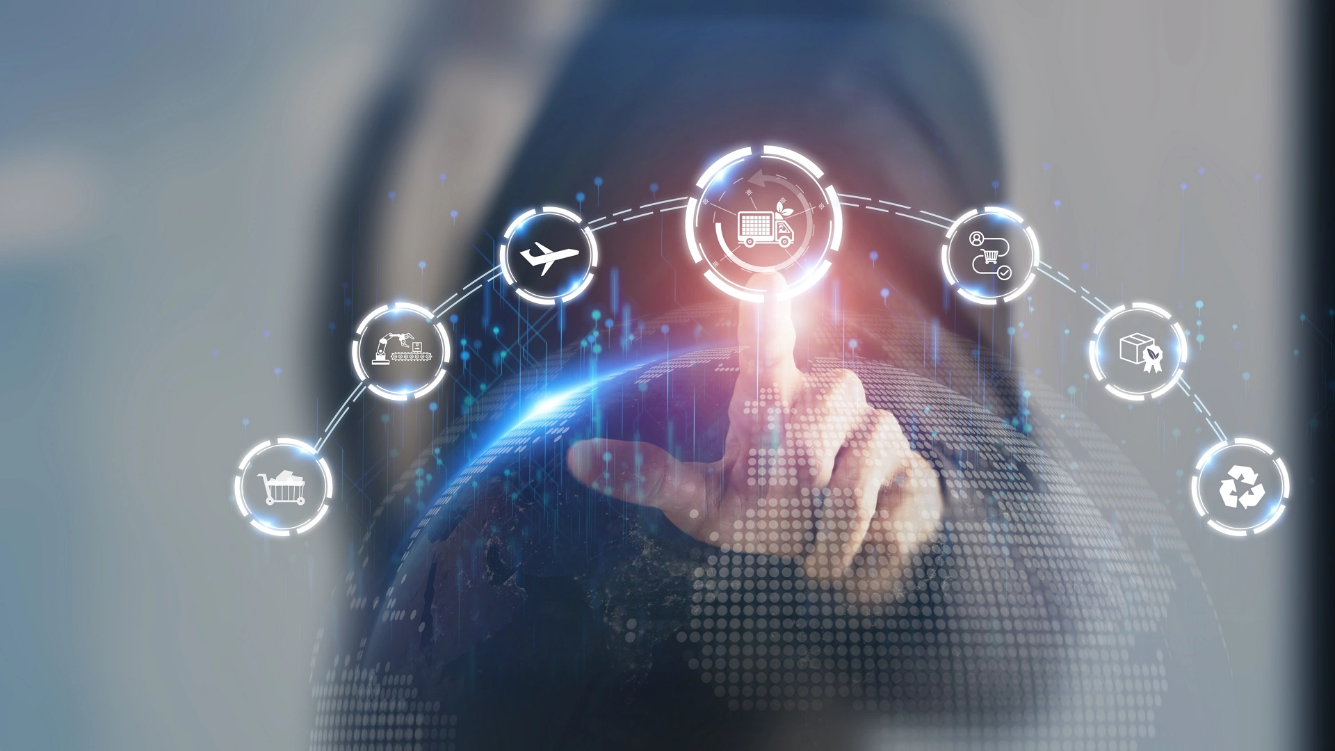 Green and sustainable supply chain technology concept. Integration of environmentally friendly practices into the supply chain process, from sourcing raw materials to delivering products to customer. ; Shutterstock ID 2463489941; purchase_order: Enterprise MARCOM; job: Shutterstock Images for Industry Growth Programs; client: Various; other: Requested by Manuel Arroyo