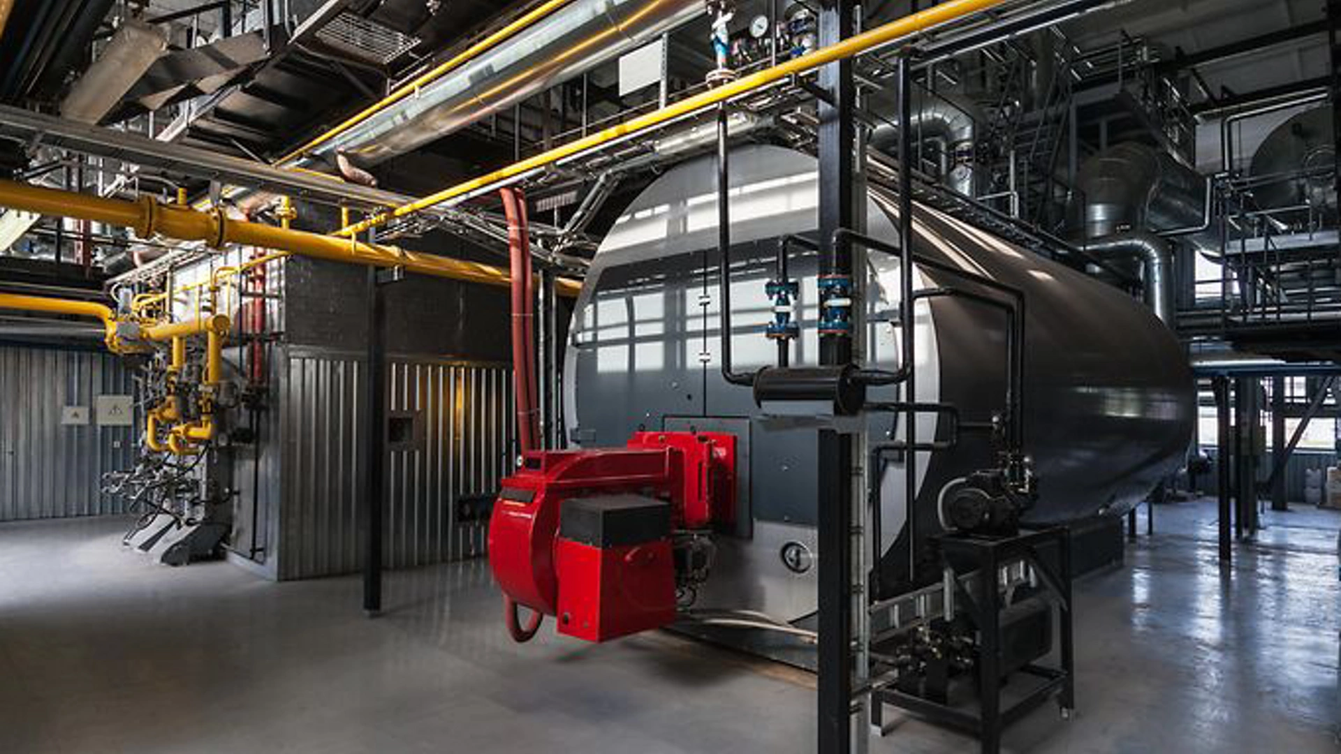 Industrial Boiler System with Red Burner
