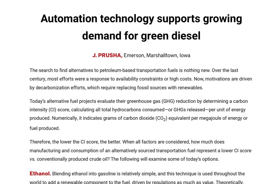 自動化技術は、グリーンディーゼルの需要の高まりをサポートします