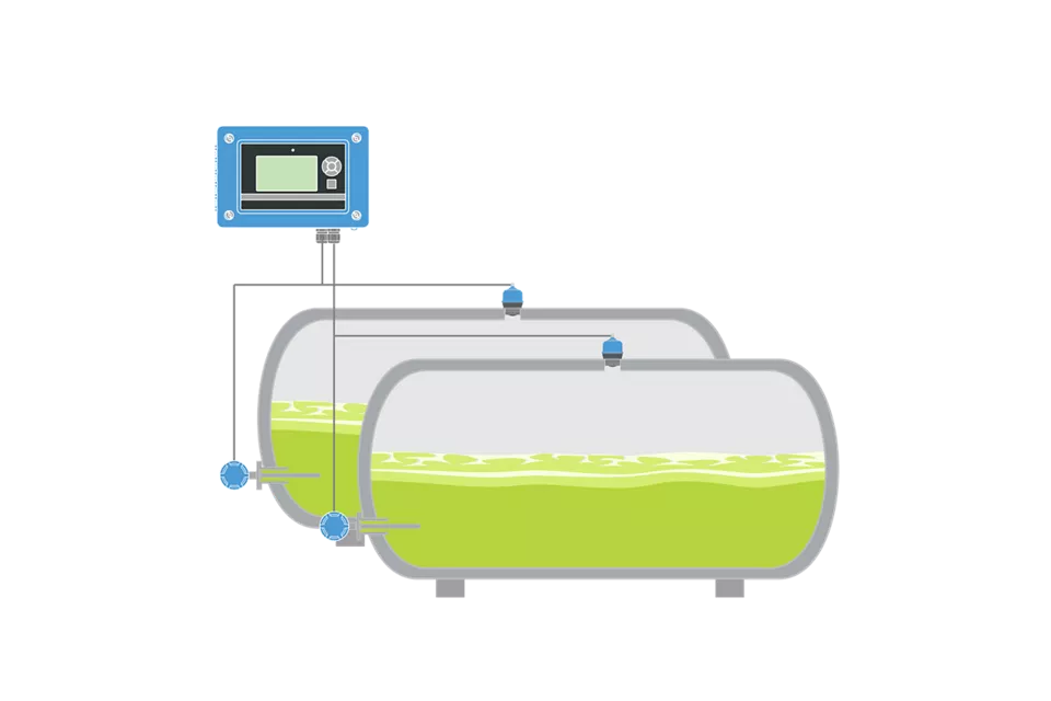 塩素貯蔵タンク内のレベル測定