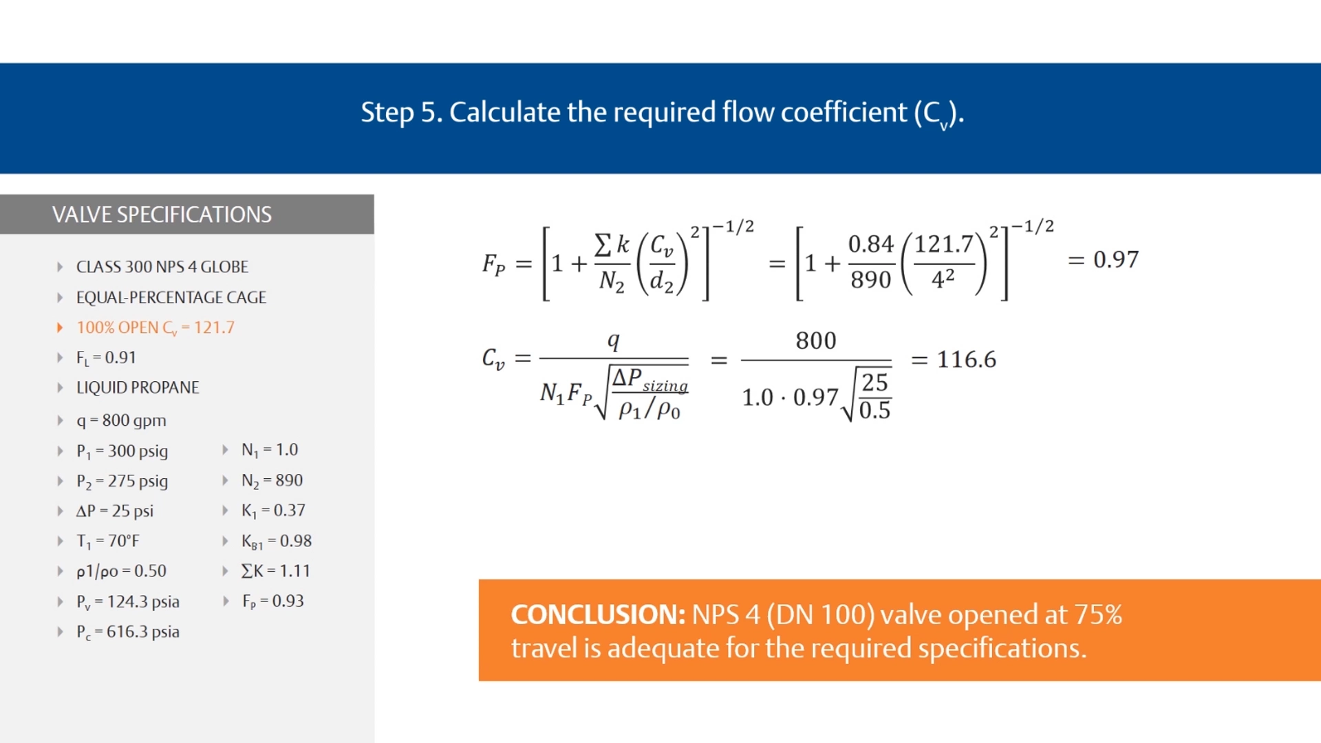 Step 5. Calculate the required flow coefficient (Cv)