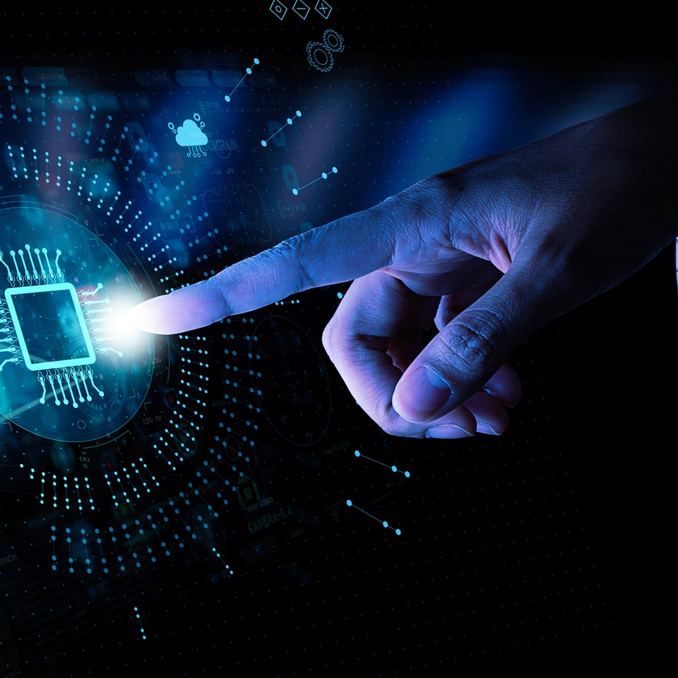 Hnad working with Digital transformation change management and internet of things (IoT) Ui.