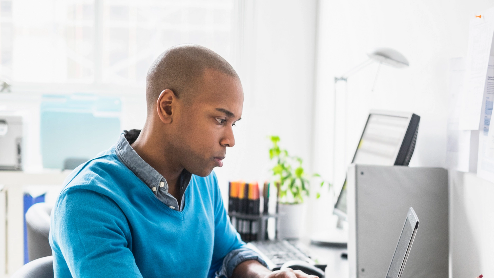 Black businessman working in office