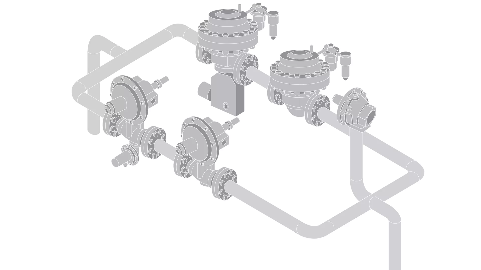 District Station with Natural Gas Regulator Valves with Gas Safety Shutoff Valves and Gas Relief Valve