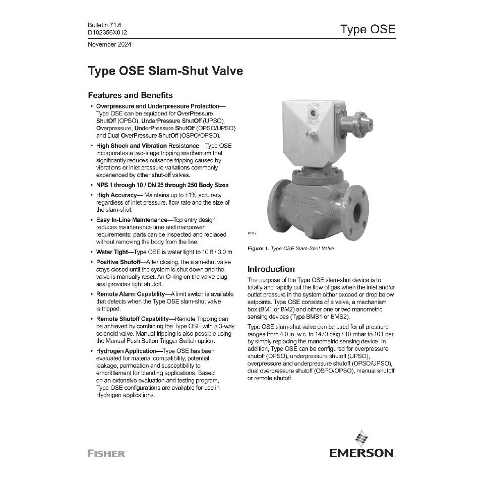 OSE タイプのスラムシャットバルブ