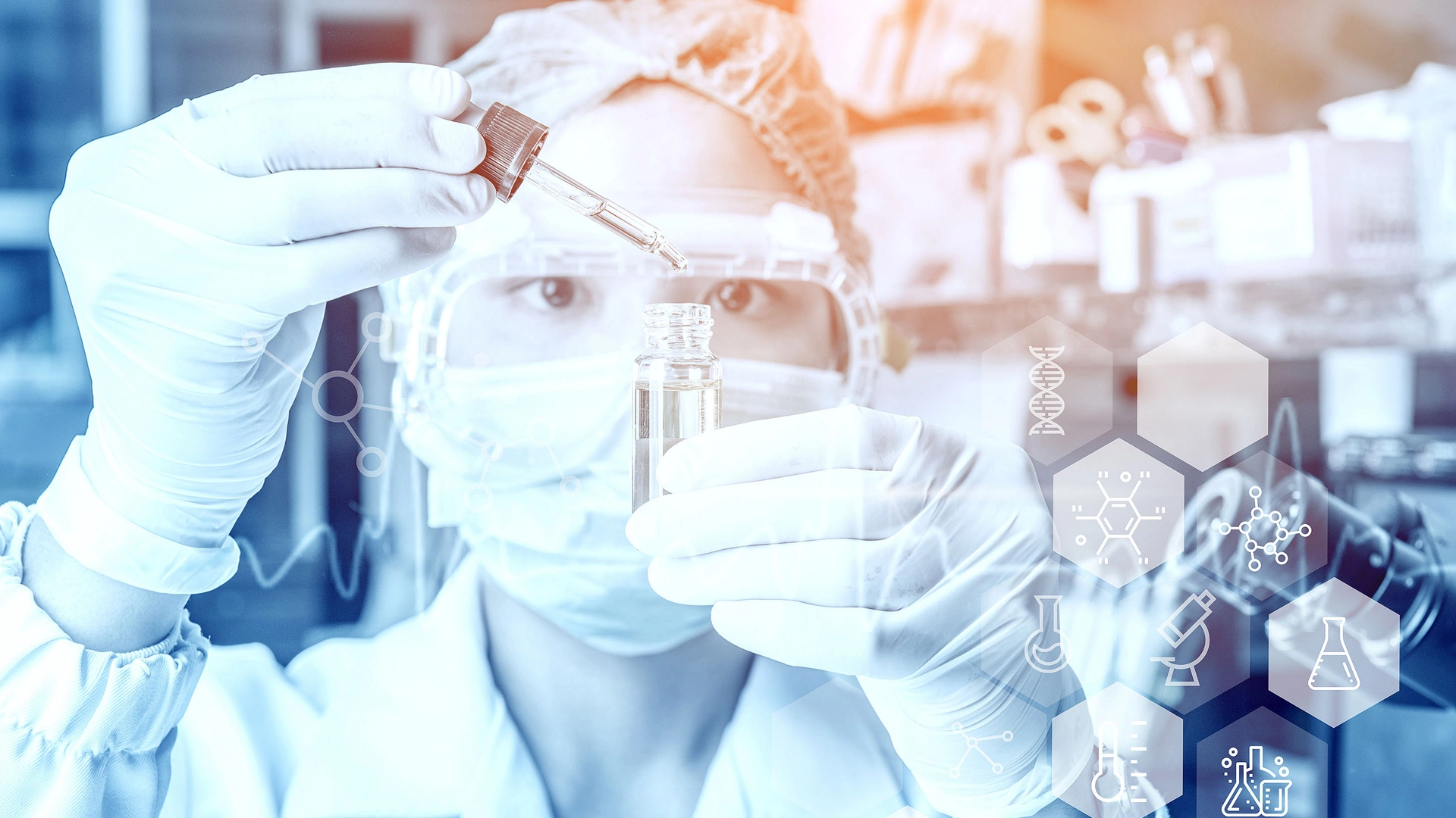 Young woman medical Health care researchers working in life science laboratory. analyzing microscope slides in research  laboratory. Medicine concept. 