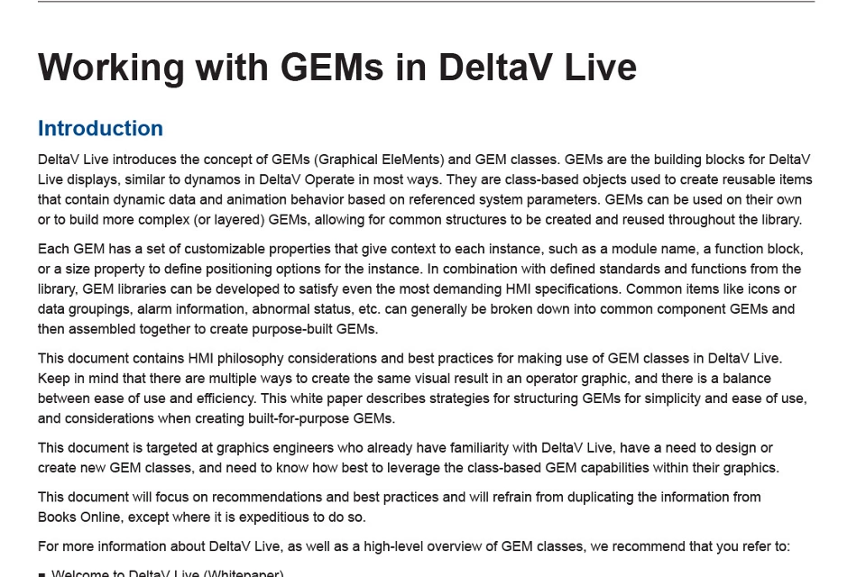 DeltaV Live での GEM の活用