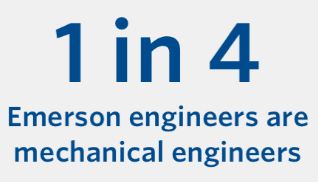 エマソンのエンジニアの 4 人に 1 人は機械エンジニアです